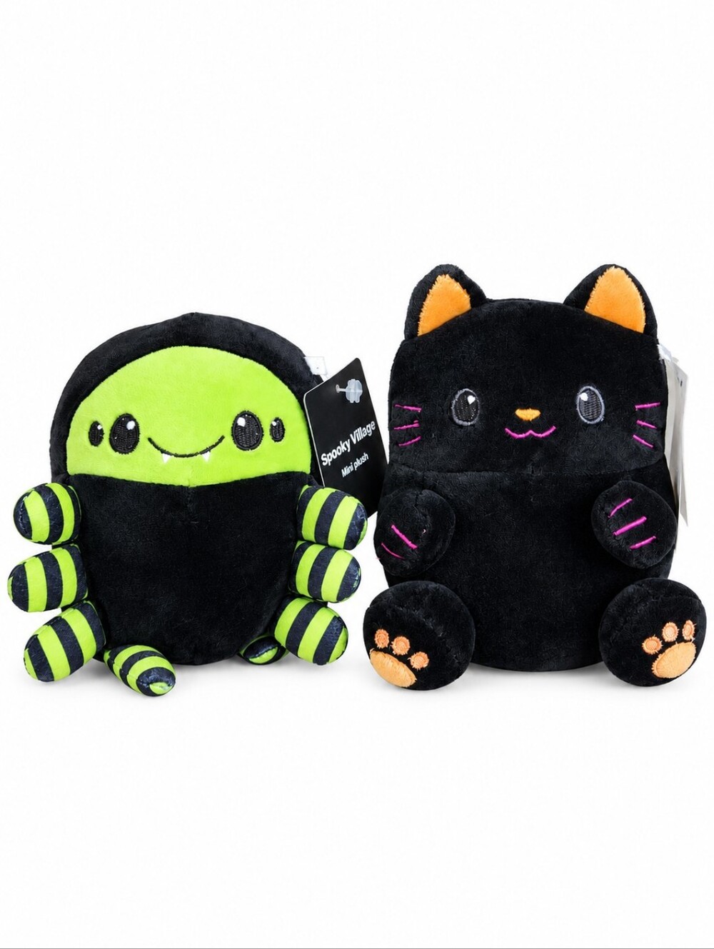 Spooky Village Mini Plush Black Cat Spider Halloween Lot of 2 NWT